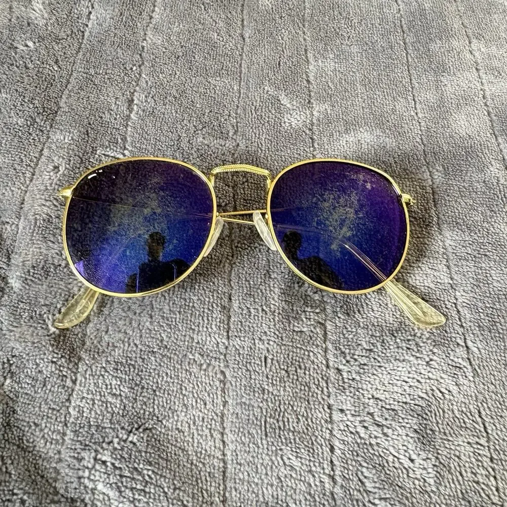 Ray-Ban RB3447 Round Metal Gold Color Sunglasses 53-18-138 Italy *Read*